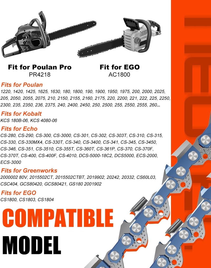 NEO-TEC 18 Inch Chainsaw Chain 3/8" LP Pitch .050" Gauge 62 Drive Links, Replacement Chains Fits for Ego, Fits for Poulan, Fits for Kobalt, Fits for Echo, Fits for Greenworks and more - S62 (3 Chains) - Image 4